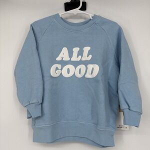 NWT Good American All Good Puff Print Cotton Blue Sweatshirt Kids 5/6 Streetwear